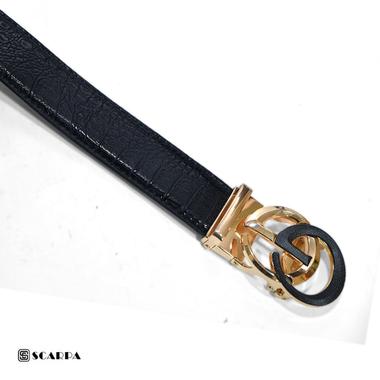3.5 CM Genuine leather Belt - lux - BLACK Color Model 555