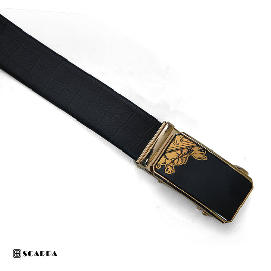 3.5 CM Genuine leather Belt - lux - BLACK Color Model 666