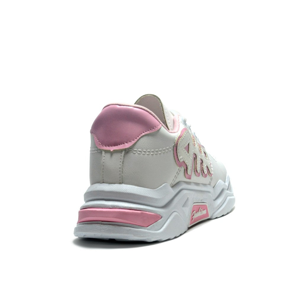 WHITE&ROSE Mesh-Textile Side-Logo Lace-up Running Athletic Shoes for Women ,Scarpa Model ADC12