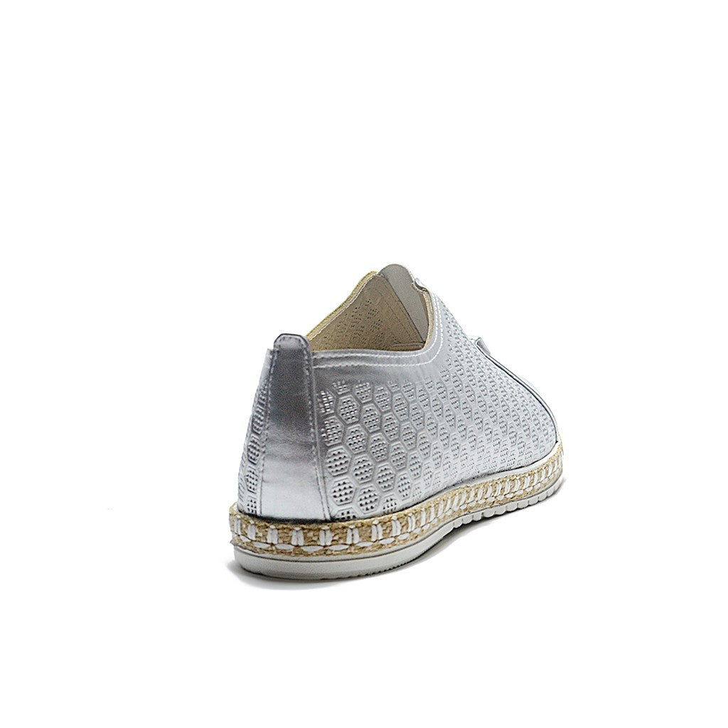 SILVER Mesh-Textile Side-Logo Lace-up Running Athletic Shoes for Women ,Scarpa Model B864