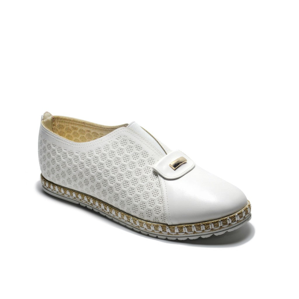 WHITE Mesh-Textile Side-Logo Lace-up Running Athletic Shoes for Women ,Scarpa Model B864