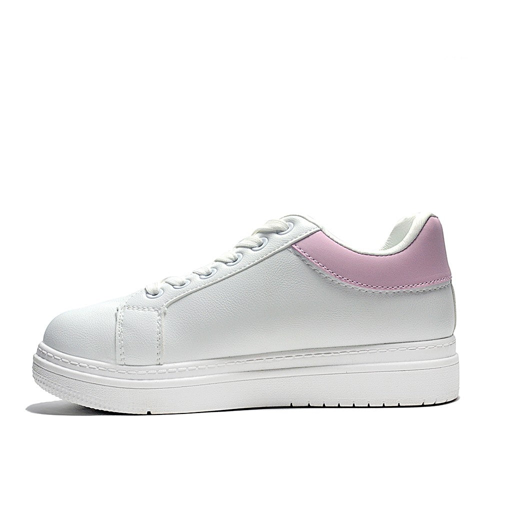 WHITE&PINK Mesh-Textile Side-Logo Lace-up Running Athletic Shoes for Women ,Scarpa Model CCB02