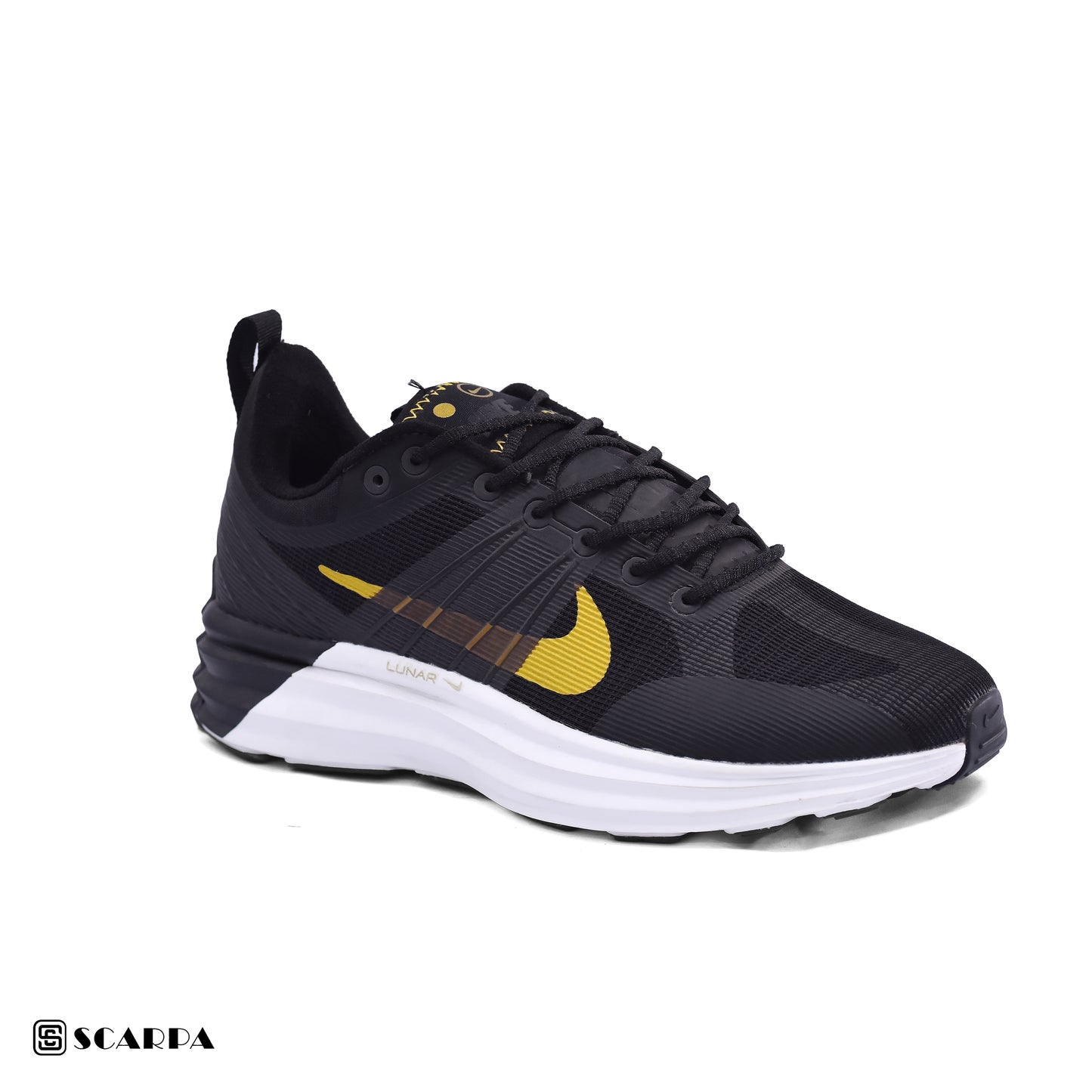 New comfartable Fashion Sneakers with BLACK&GOLD Color ,Scarpa Model NIKE LUNAR
