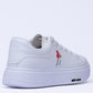 WHITE  Mesh-Textile Side-Logo Lace-up Running Athletic Shoes for Women ,Model RB4