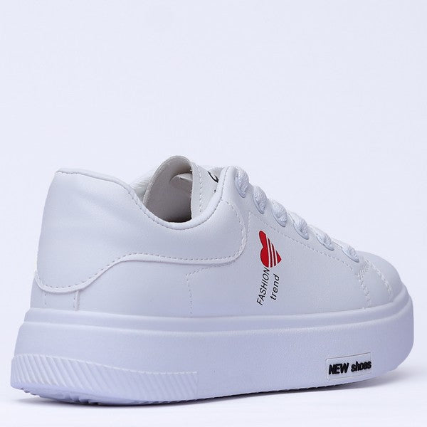 WHITE  Mesh-Textile Side-Logo Lace-up Running Athletic Shoes for Women ,Model RB4