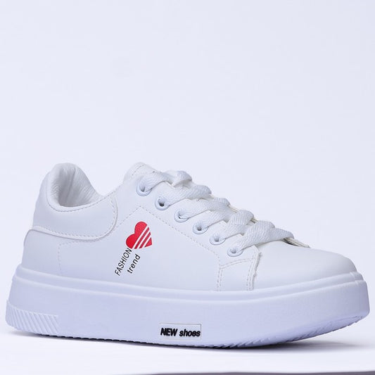 WHITE  Mesh-Textile Side-Logo Lace-up Running Athletic Shoes for Women ,Model RB4