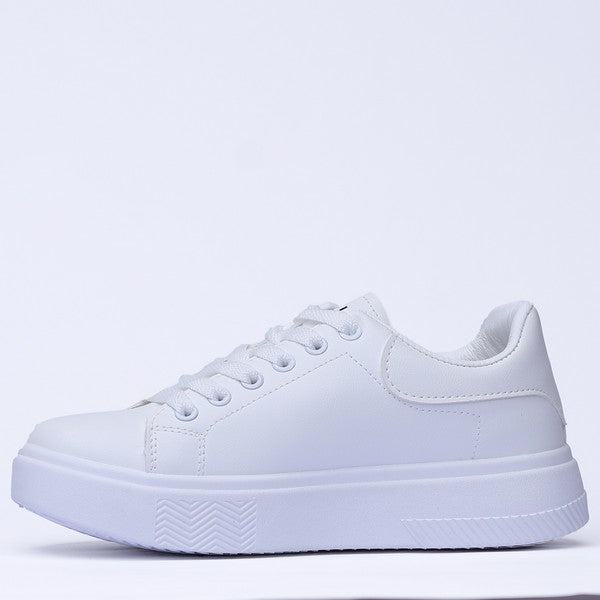 WHITE  Mesh-Textile Side-Logo Lace-up Running Athletic Shoes for Women ,Model RB4